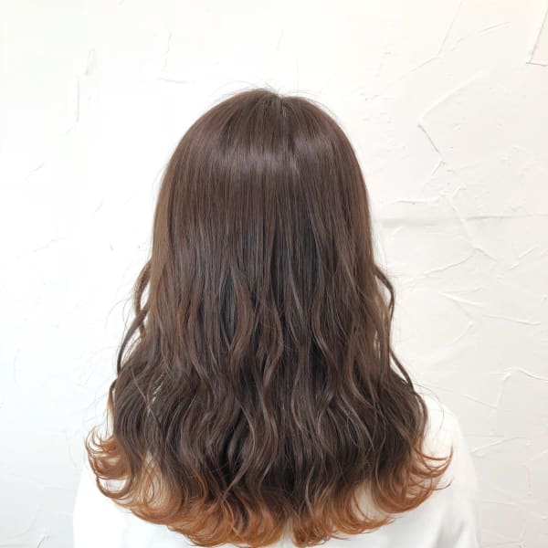 エンドカラーオレンジベージュグラデーションカラー裾カラー