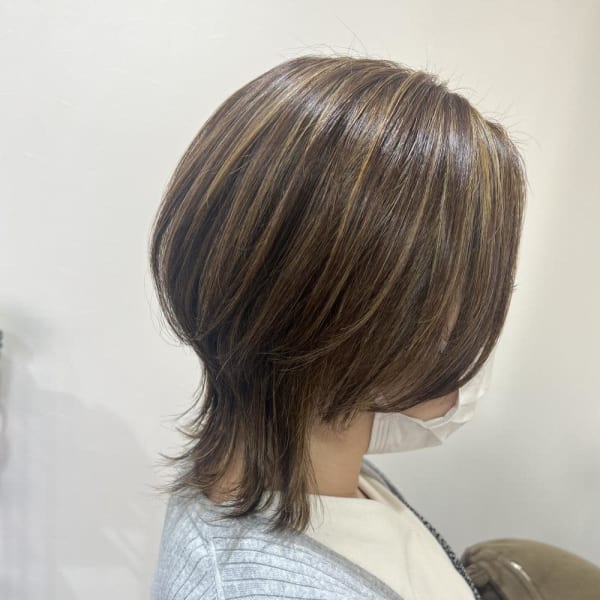 ウルフ×ハイライト白髪ぼかし30代40代50代