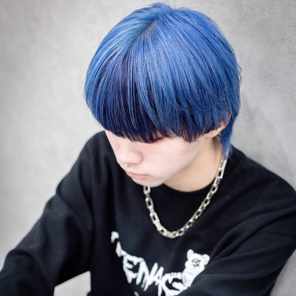 マッシュウルフアイスブルーシースルーマッシュブルーブラック