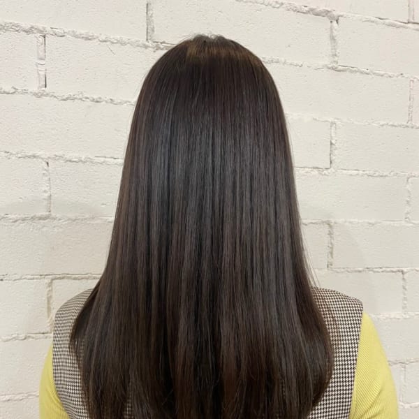 髪質改善　縮毛矯正　ブラウンカラー　ストレート　二子玉川