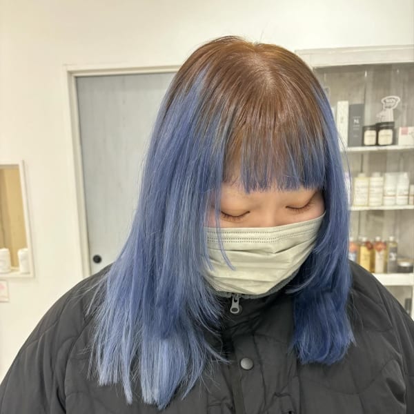 ルーツカラー ブルーとブラウン