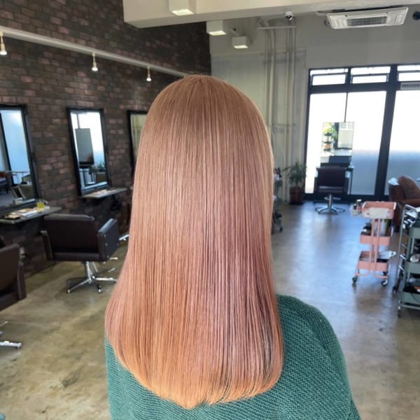 オレンジベージュ　ダブルカラー 髪質改善カラー ブリーチ|髪質改善 SEPT. 天神大名