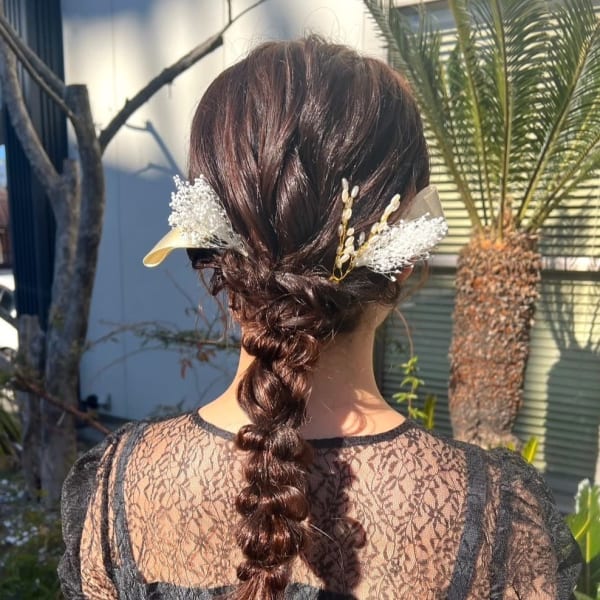 お呼ばれアレンジ　編み下ろしアレンジ