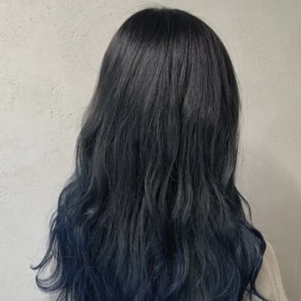 20代30代40代大人ブルーグレー裾カラー【上野】