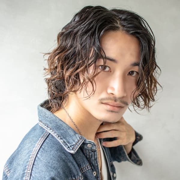 メンズ/センターパート/スパイラルパーマ