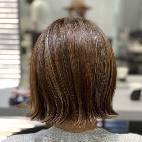 切りっぱなし×ハイライトスタイル