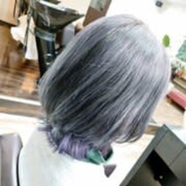 ～Lien渡邊～ボブウルフ×プラチナシルバー×パープルカラー