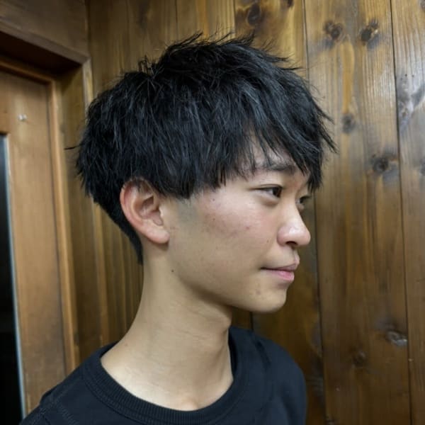 学生カット、刈り上げ、センターパート&マッシュ2way