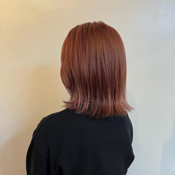 切りっぱなしボブ×ピンクヘアー