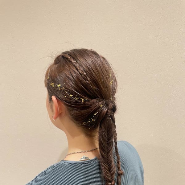三つ編みアレンジ/くるりんぱ/ローポニー/フィッシュボーン
