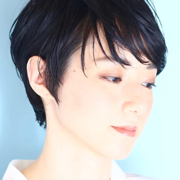 40代50代黒髪イメチェンフルバング似合わせカットハッシュカ