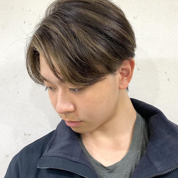 20代30代メンズハイライトカラー爽やかツーブロ【上野】