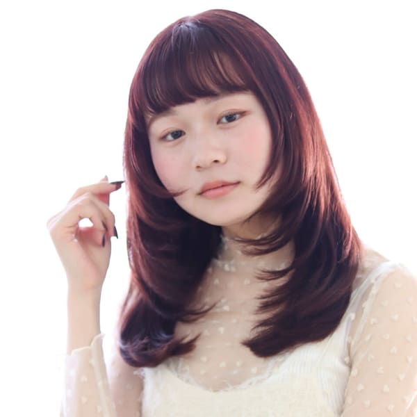 レッドブラウン/ロングレイヤー/ワンカール20代30代40代