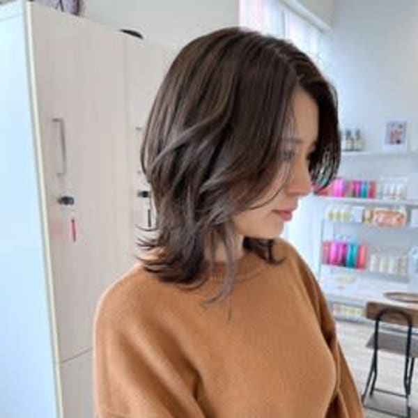 大人かわいい外ハネウルフボブ/ウルフレイヤー20代30代40