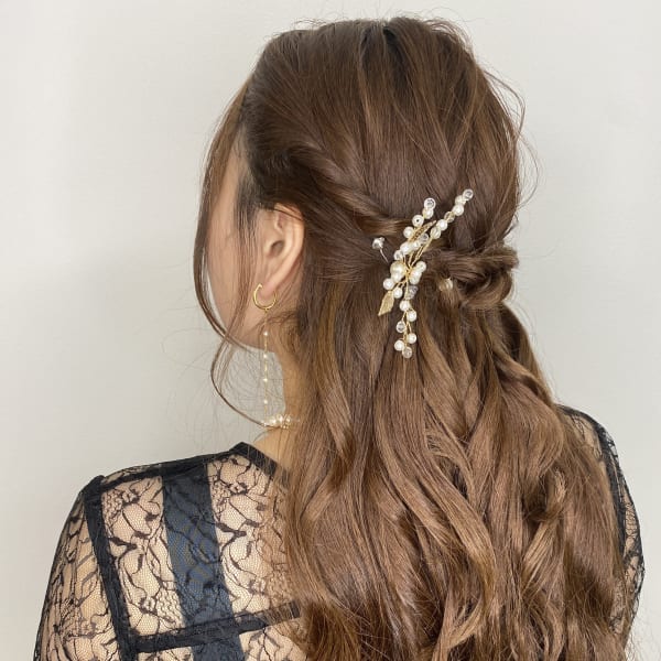 波巻きハーフアップ