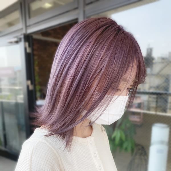 ダブルカラー ブリーチカラー　ラベンダーアッシュ　透明感 