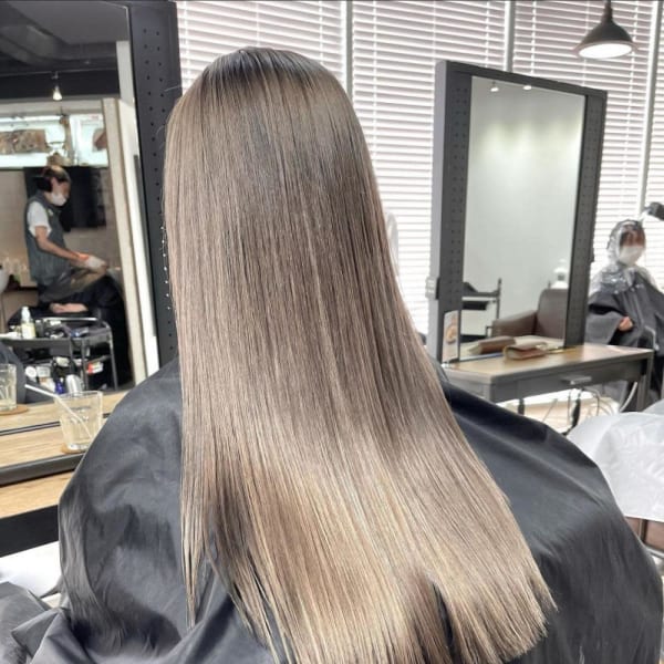 切りっぱなしボブ エアリーロング 美髪 ピンクブラウン