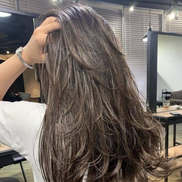 切りっぱなしボブ エアリーロング 美髪 ピンクブラウン