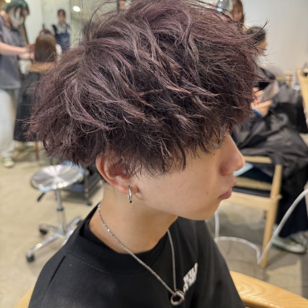 メンズブリーチカラー流行ハイライトカラーツイストスパイラル