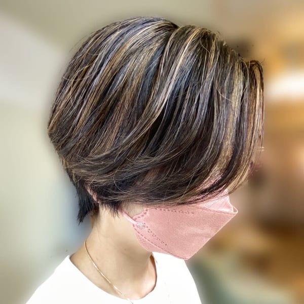 360度美シルエット×大人なナチュラルな抜け感ショート|髪質改善/脱白髪染め白髪ぼかし ALUFA atelierM