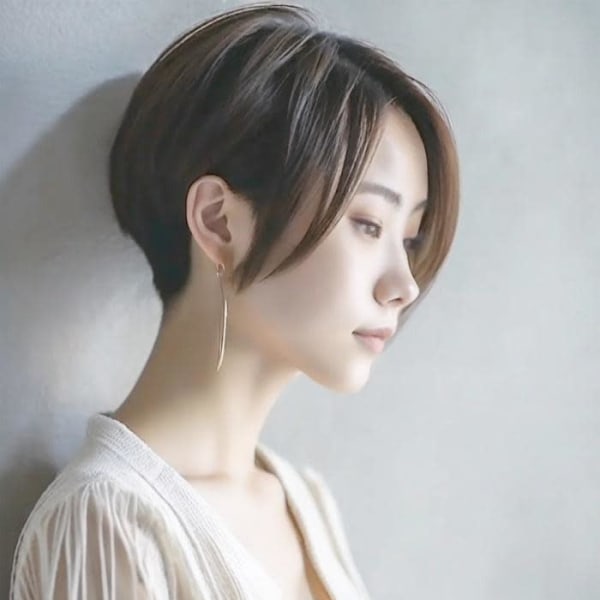 大人刈上げ丸みセンターパートショート30代40代50代