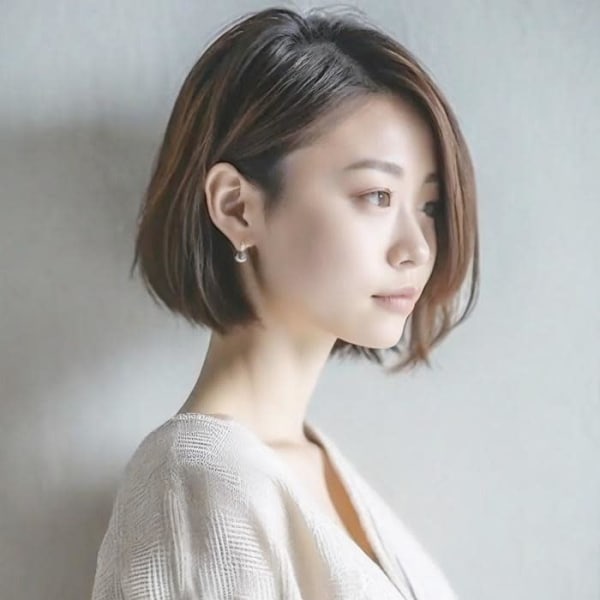 大人耳掛けアンニュイボブスタイル