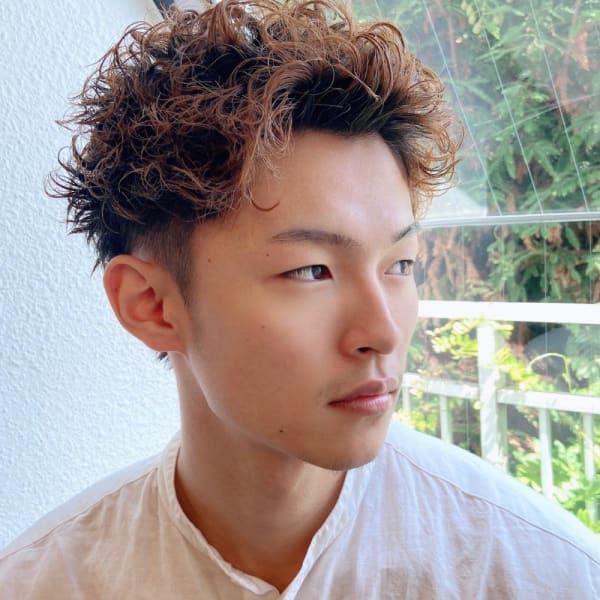 メンズハードパーマアップバング