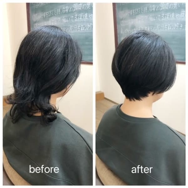 白髪染めなし・短くすることで白髪を自然に見せるショート✩|nest