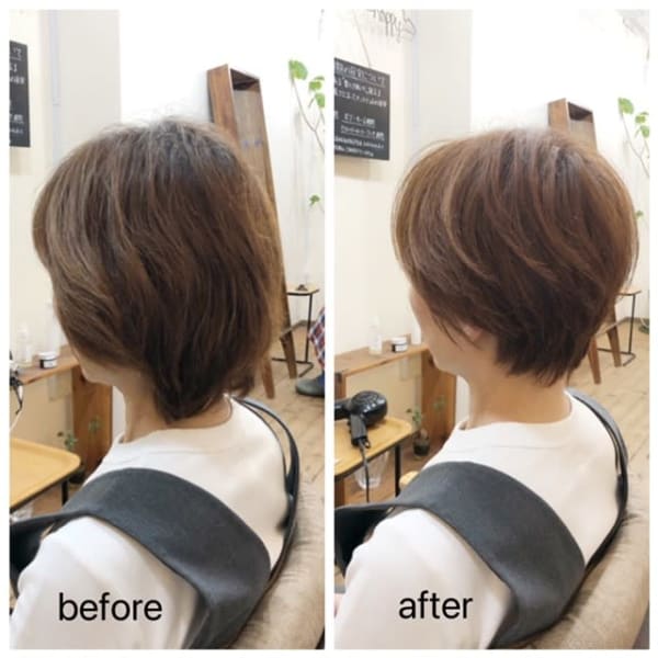 白髪染め不使用・白髪ぼかしハイトーンショート✩|nest