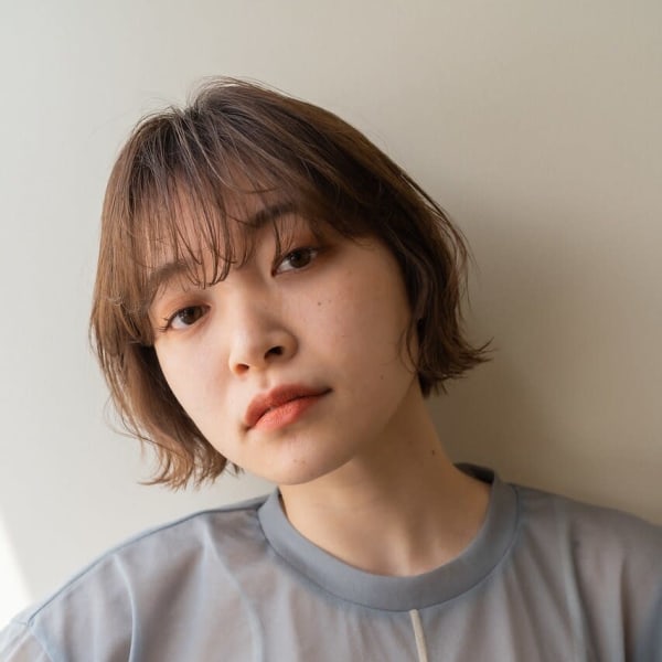 ショコラアッシュ/ショートボブ/ベビーバング/ワイドバング