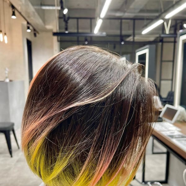 バレイヤージュ/エアタッチ/イエロー/ピンク