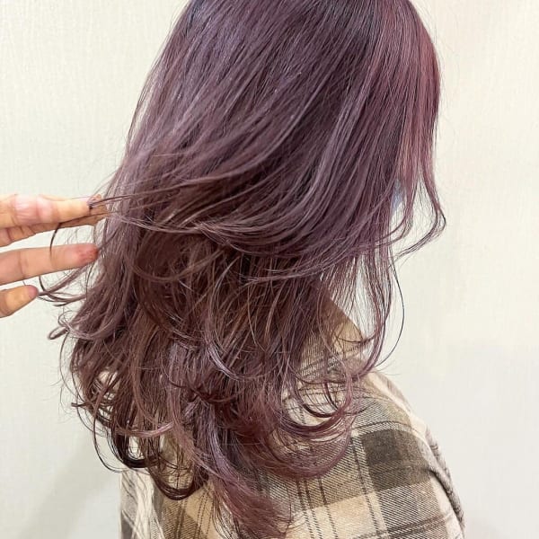 レイヤーカット/ラベンダーベージュ/韓国風 カール ラフ