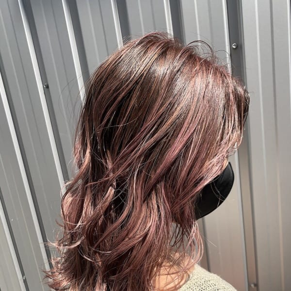 ピンク/ベージュ/バレイヤージュ/ハイライト