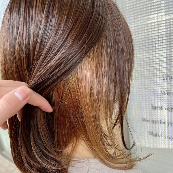 インナーカラー/ピアスカラー/ベージュ/栗色/艶感|first 東仙台