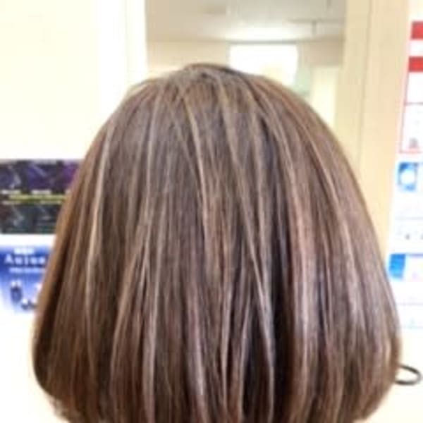 ハイライト×グレージュ×丸みボブ|reve by first 岩切店