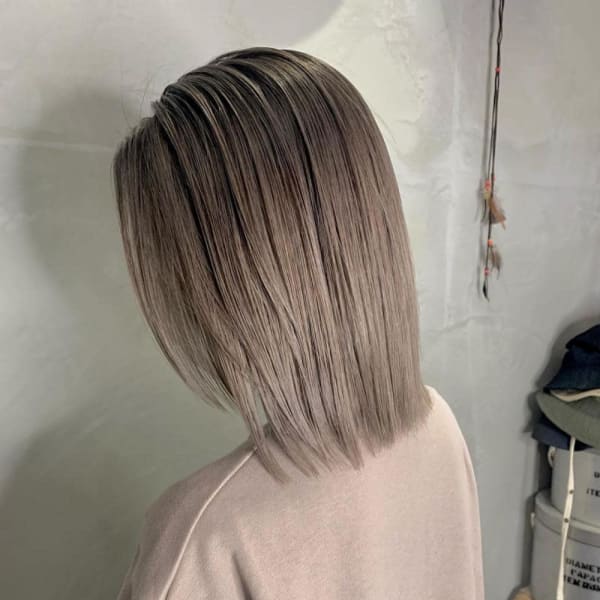 切りっぱなしボブ エアリーロング 美髪 ピンクブラウン