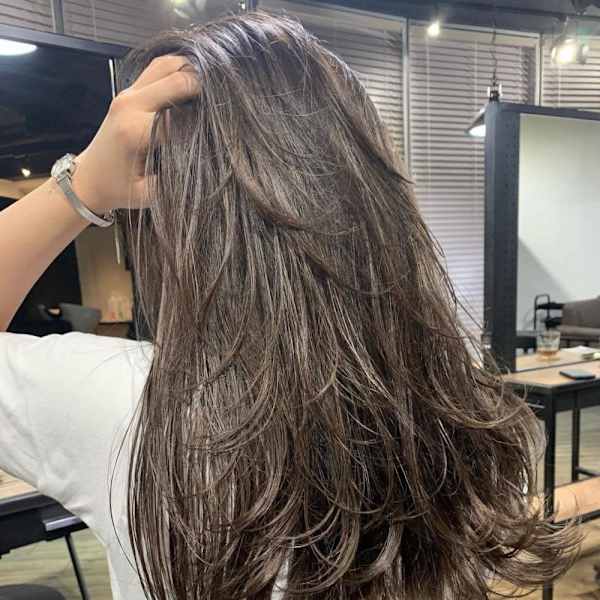 切りっぱなしボブ エアリーロング 美髪 ピンクブラウン