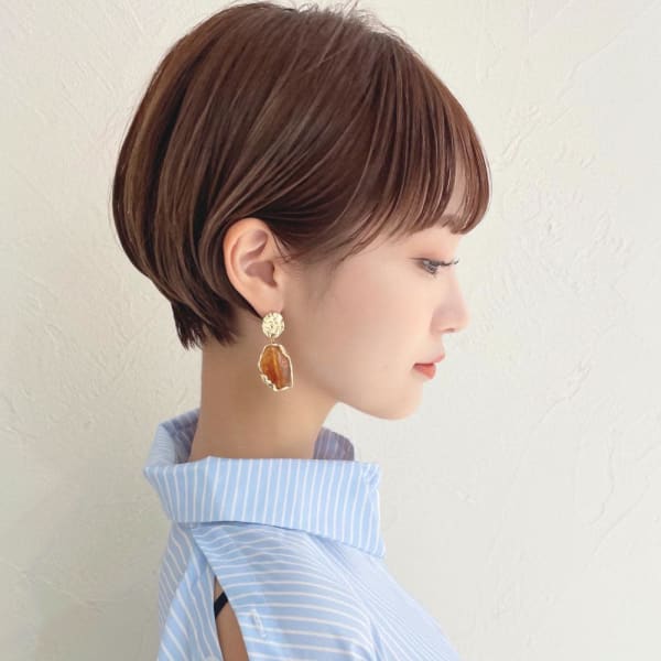 ショートボブ髪型30代40代50代前髪あり前髪なし面長畠田