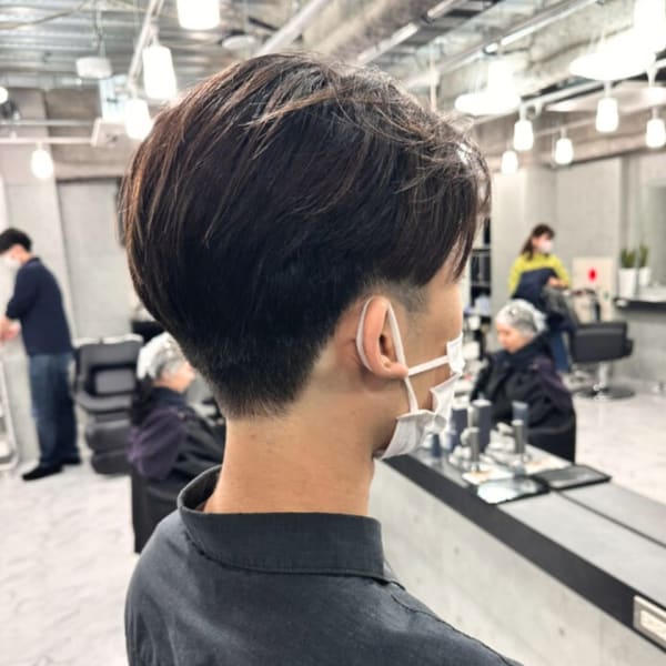 東銀座/アッシュ/ブラック/カルマパーマ/ベリーショート