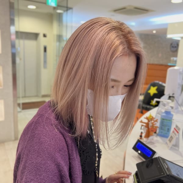 ハイトーンカラー ピンクベージュ