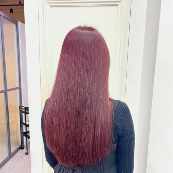 黒髪/グレーベージュ/レイヤーロング/前髪パーマ/仙台