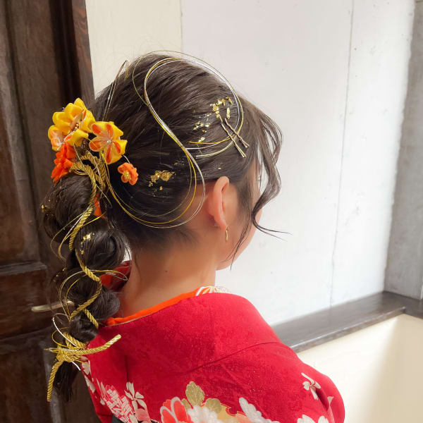 卒業式袴ヘアセット×編み下ろしポニー