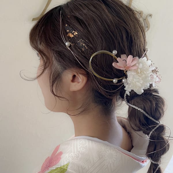 卒業式袴ヘアセット×編み下ろしポニー