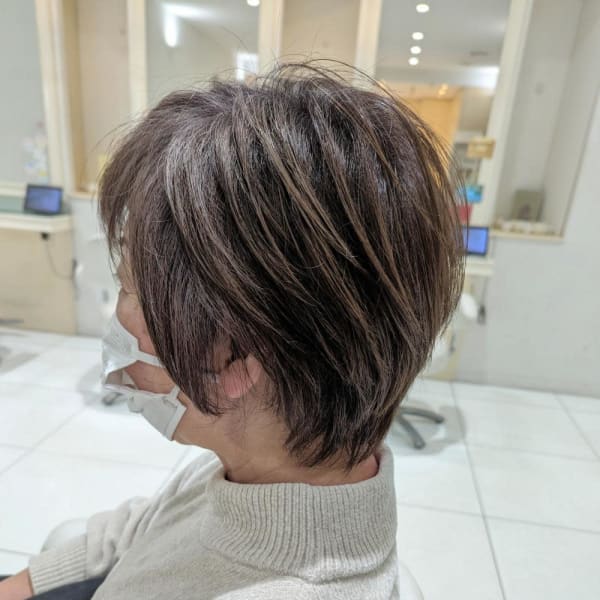 《グレイヘア移行◎》白髪活かしカラー×ショート【我孫子】
