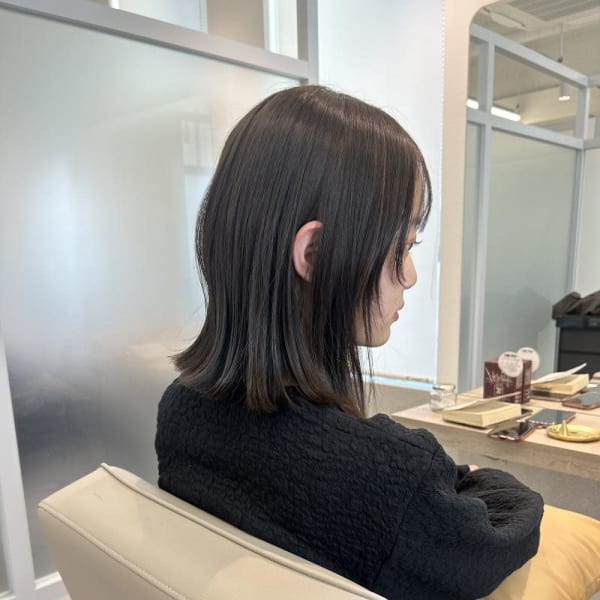 アッシュブラウン/ブリーチなしカラー/透明感カラー