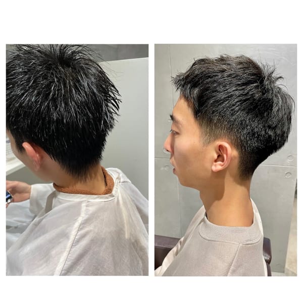 20代30代40代メンズビジネスツーブロックアッシュブラック