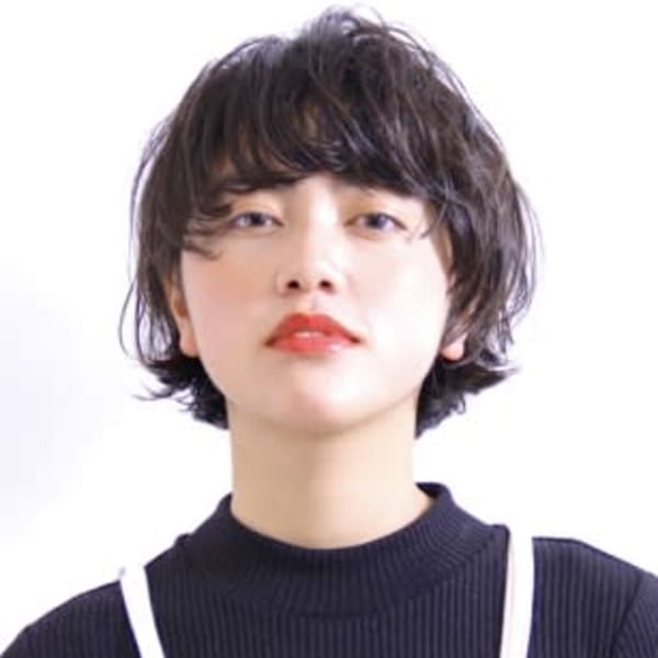 美髪ショート/切りっぱなしボブ/ピンクブラウン