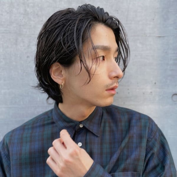 オールバックニュアンスパーマショート