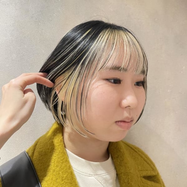 インナーカラー/抜きっぱなしブロンド/ブリーチあり/石川町