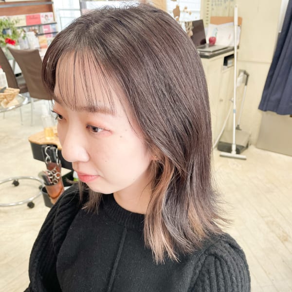 イヤリングカラー/インナーカラー/切りっぱなしボブ/ロブ|Nouvelle Vallee